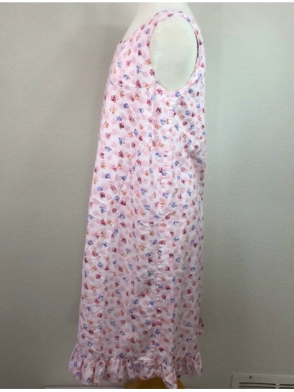 Vintage Women's Light Pink Floral Sleeveless Midi Dress Size Large Cottagecore - Picture 3 of 7